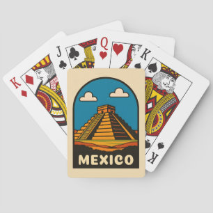Jeu De Cartes Vintage voyage Mexique Aztec Pyramide Rétro Pittor