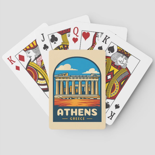 Jeu De Cartes Vintage voyage rétro Athènes Grèce Parthenon (dos)