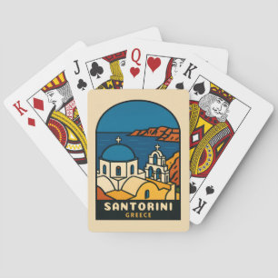 Jeu De Cartes Vintage voyage Santorini Grèce Retro bord de mer