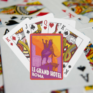 Jeu De Cartes Vintage voyage, Statue Le Grand Hotel Roma, Italie
