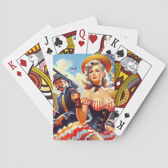 Jeu De Cartes Vintage Western Pulp Girl (dos)