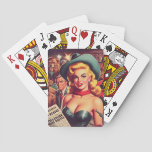 Jeu De Cartes Vintage Western Pulp Girl