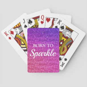 Jeu De Cartes Violet et Rose Pailleté Brillante Née pour Briller
