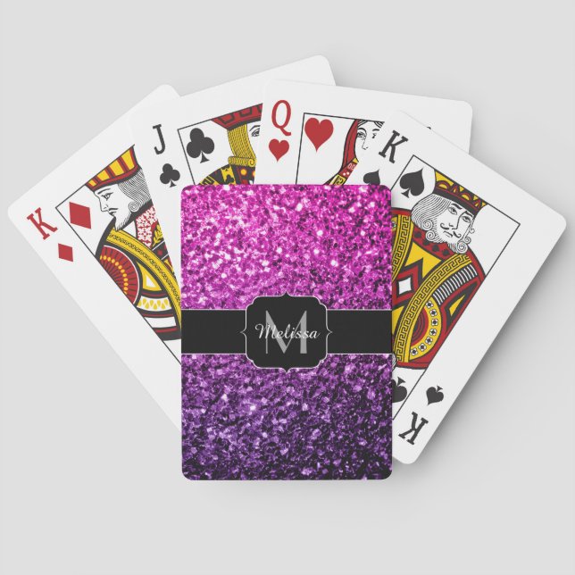 Jeu De Cartes Violet rose ombre faux parties scintillant scintil (dos)