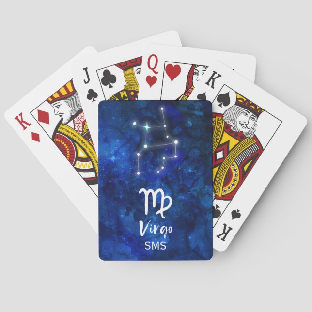 Jeu De Cartes Virgo Zodiac Constellation Blue Galaxy Monogram (dos)