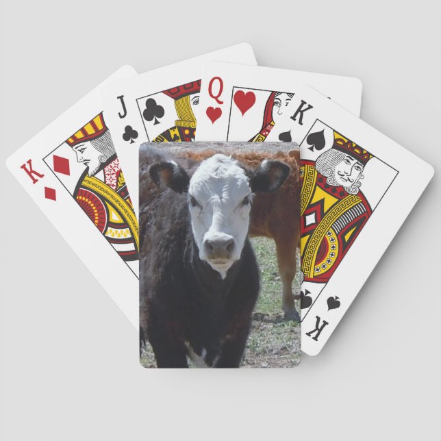 Jeu De Cartes Visage noir et blanc de jeune vache occidental (dos)