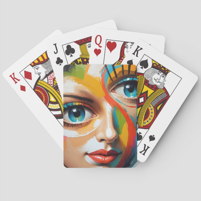 Jeu De Cartes Visage peint couleur Abstraite (dos)