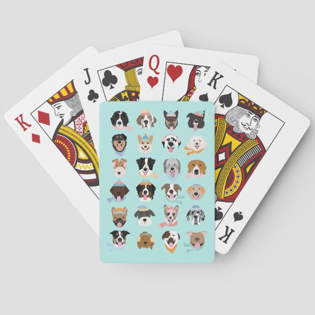 Jeu De Cartes Visages de chiens d'hiver (dos)