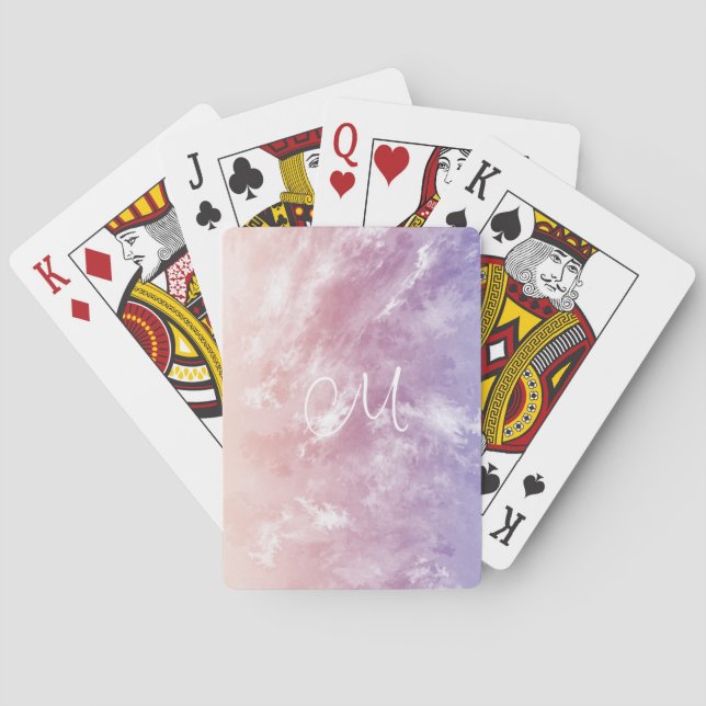 Jeu De Cartes Vitre glacé rose violet abstrait monogrammed (dos)