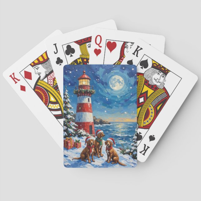 Jeu De Cartes Vizsla Christmas Lighthouse Holiday (dos)