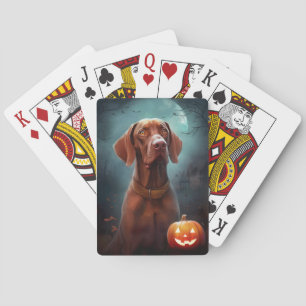 Jeu De Cartes Vizsla d'Halloween avec la peur Citrouille