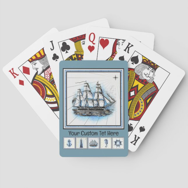 Jeu De Cartes Voile Vintage Artistique Nautique (dos)