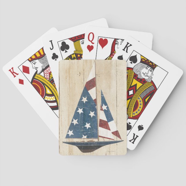 Jeu De Cartes Voilier avec le drapeau américain (dos)