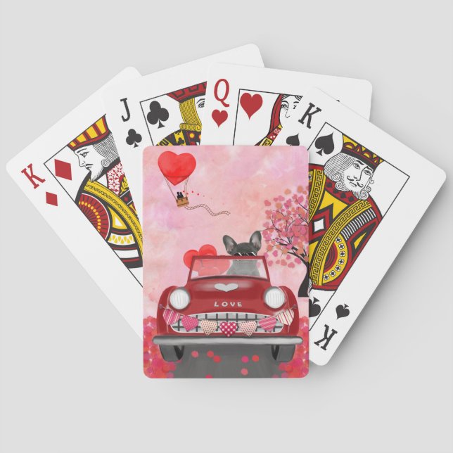 Jeu De Cartes Voiture Bulldog française avec Coeurs Saint-Valent (dos)
