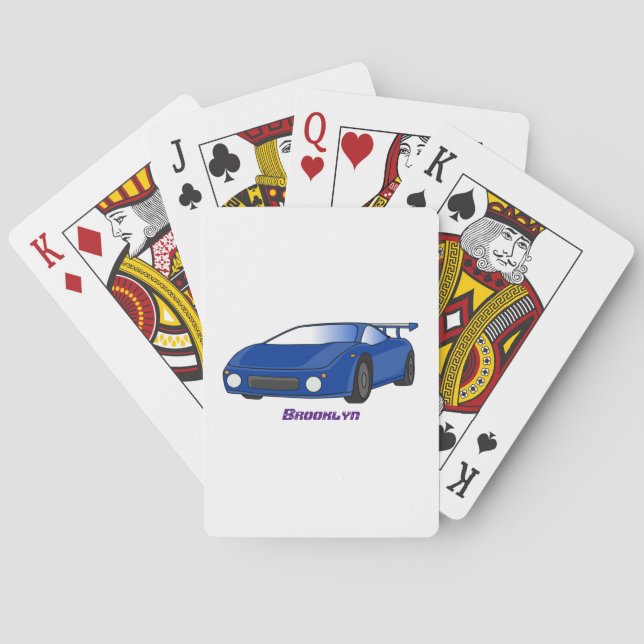 Jeu De Cartes Voiture de sport bleue avec illustration airfos (dos)