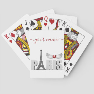 Jeu De Cartes Votre Nom à Paris Tour Eiffel Cœur Ailes d'ange
