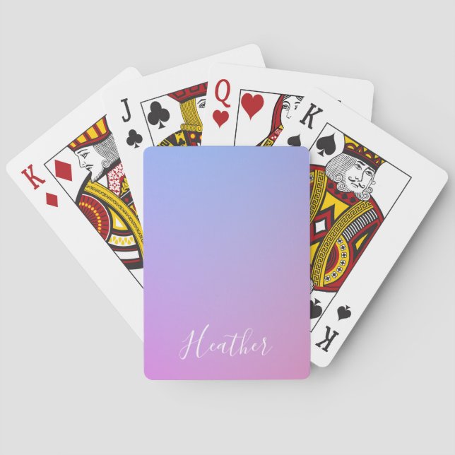 Jeu De Cartes Votre nom ou mot | Rose et bleu violet (dos)
