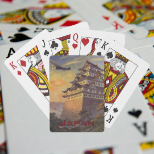 Jeu De Cartes Voyage au Japon vintage, avion de pagode japonaise