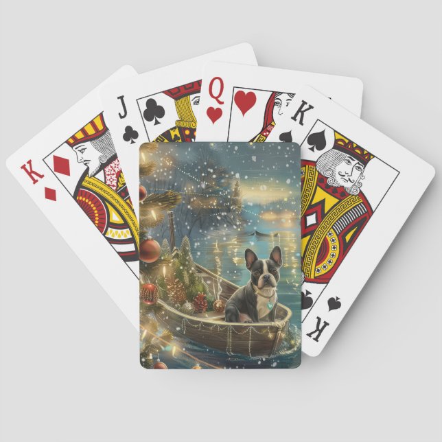 Jeu De Cartes Voyage festif de Noël de Boston Terrier (dos)