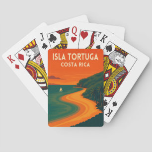 Jeu De Cartes Voyage Rétro Vintage Costa Rica Isla Tortuga