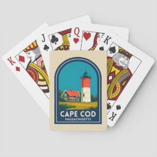 Jeu De Cartes Voyage Vintage Cap Cod Phare Nauset Rétro