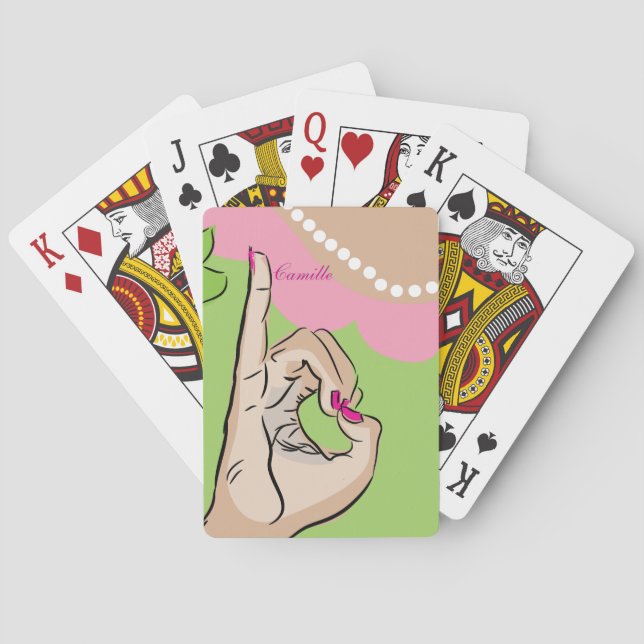 Jeu De Cartes Vraiment jolie carte rose et verte (dos)