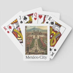 Jeu De Cartes Vue de la ville de Mexico CDMX vintage