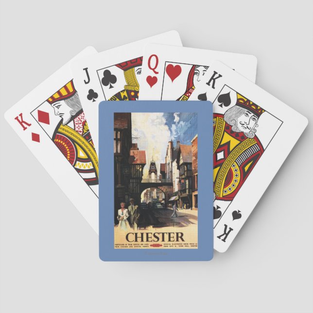 Jeu De Cartes Vue de rue avec le rail d'horloge de couples et de (dos)
