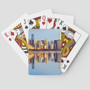 Jeu De Cartes Vue d'horizon de Chicago avec la réflexion