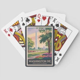 Jeu De Cartes Washington DC Illustration Travel Art Vintage