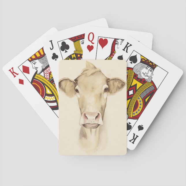 Jeu De Cartes Watercolor Barn Animals | Cow (dos)