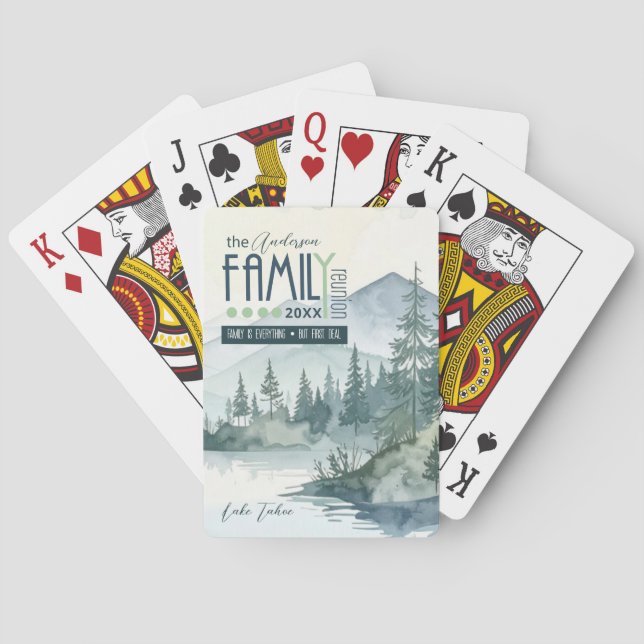 Jeu De Cartes Watercolor Mountain Lake Family Reunion ID1128 (dos)