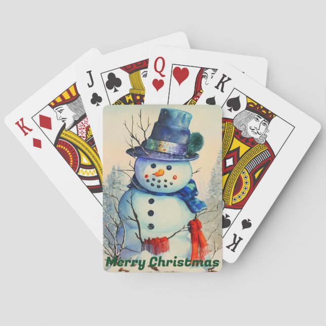 Jeu De Cartes Watercolor Snowman Jouer aux cartes (dos)