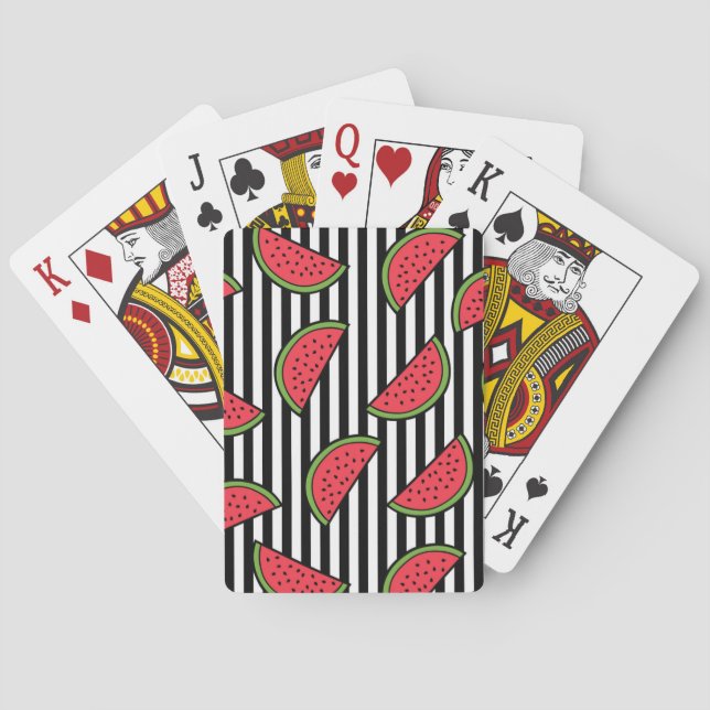 Jeu De Cartes Watermelon sur Motif Black & White Stripes (dos)