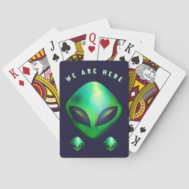 Jeu De Cartes "We Are Here" Green Alien head (dos)