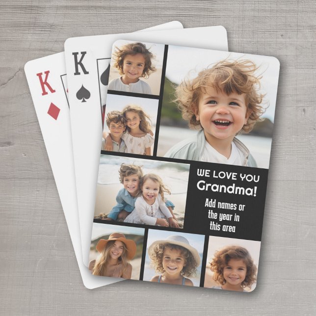 Jeu De Cartes We Love Grandma - Collage photo avec 7 photos (Personalized Playing Cards - add your photos and text)
