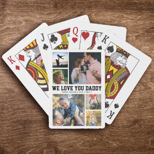 Jeu De Cartes WE LOVE YOU DADDY Family Photo Collage Cool Trendy