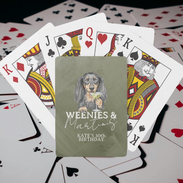 Jeu De Cartes Weenies tirés à la main et Martinis Dachshund (Celebrate with these Hand Drawn Weenies and Martinis Dachshund playing cards!)