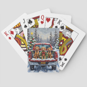 Jeu De Cartes Weimaraner Noël Camion Rouge Fêtes de fin d'année