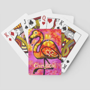 Jeu De Cartes Whimsical Abstrait Flamant rose Bird Personnalisé