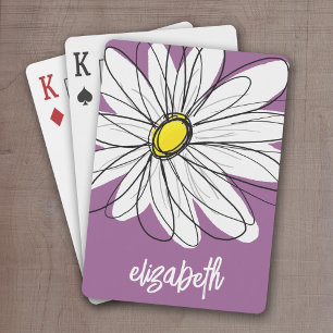 Jeu De Cartes Whimsical Daisy - orchidée - nom de script tendanc
