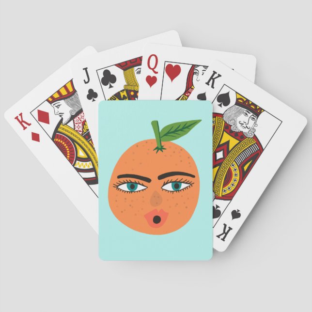 Jeu De Cartes Whimsical Orange Funny Face PERSONNALISER IT (dos)