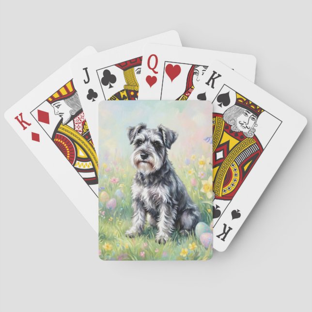 Jeu De Cartes Whimsical Schnauzer with Easter Eggs (dos)