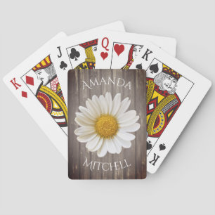 Jeu De Cartes White Daisy Worn Nom en bois