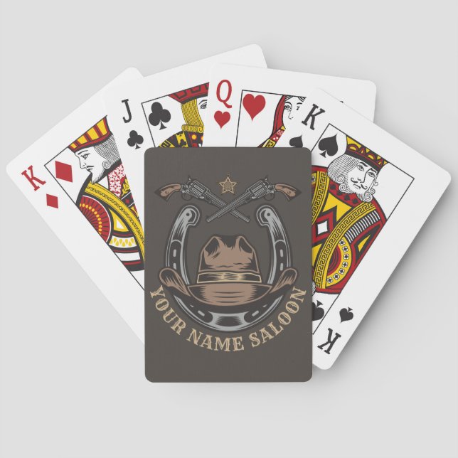 Jeu De Cartes Wild West Revolver Horseshoe Western Cowboy Saloon (dos)