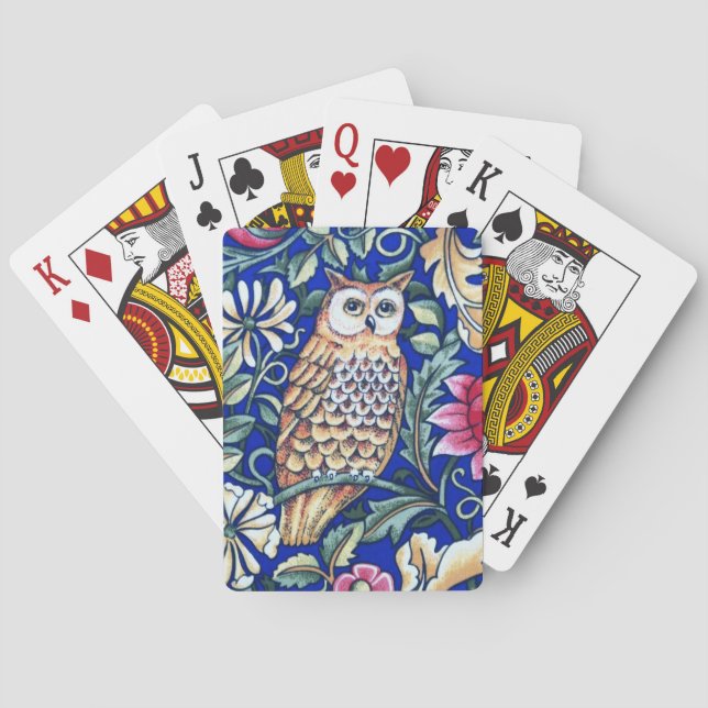 Jeu De Cartes William Morris Owl Tapestry, Beige et Cobalt Blue (dos)