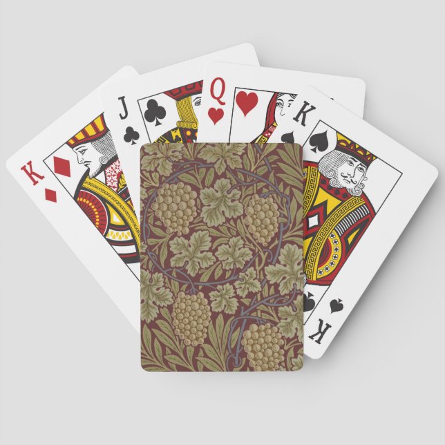 Jeu De Cartes William Morris Vine Grappe Rouge Vert Art (dos)