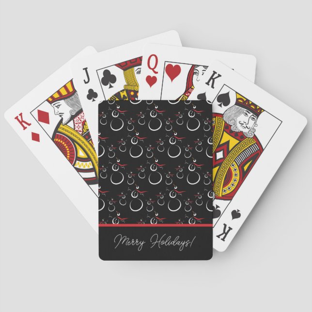 Jeu De Cartes Winter Snowman Famille Motif Joyeux vacances Noir (dos)