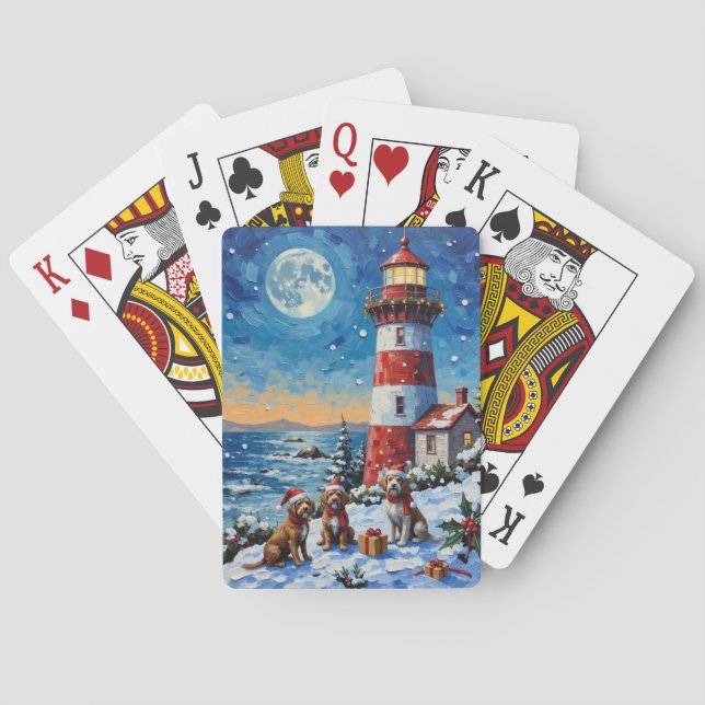 Jeu De Cartes Wirehaired Pointing Griffon Christmas Lighthouse (dos)
