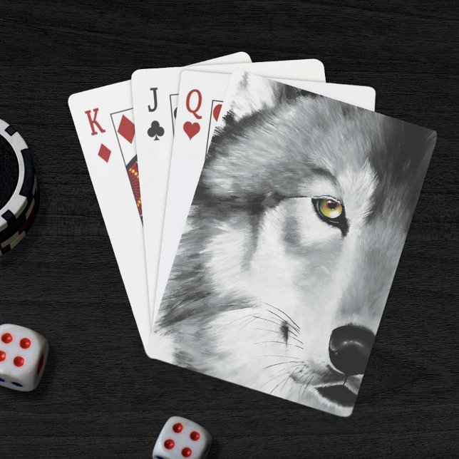 Jeu De Cartes Wolf Portrait noir blanc (Créateur téléchargé)